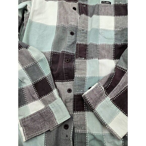 Fubu Mens 1X Long Sleeve Plaid Button-Up Shirt - Picture 5 of 8